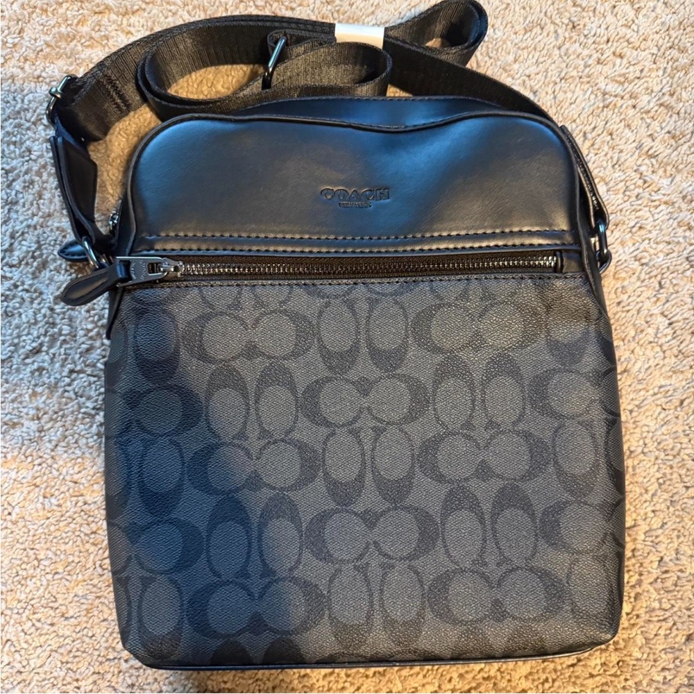 Coach Signature Black and Gray Messenger Bag